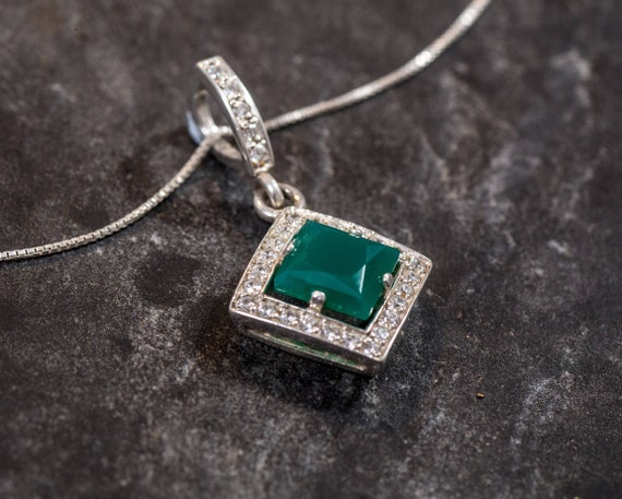 Meira T 14kt Square Emerald and Diamond Charm Necklace – Lindy's