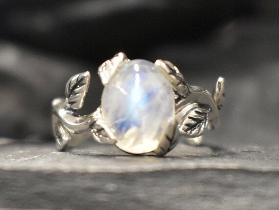1ct moonstone engagement ring rose gold 14K/18k natural moonstone ring –  Ohjewel