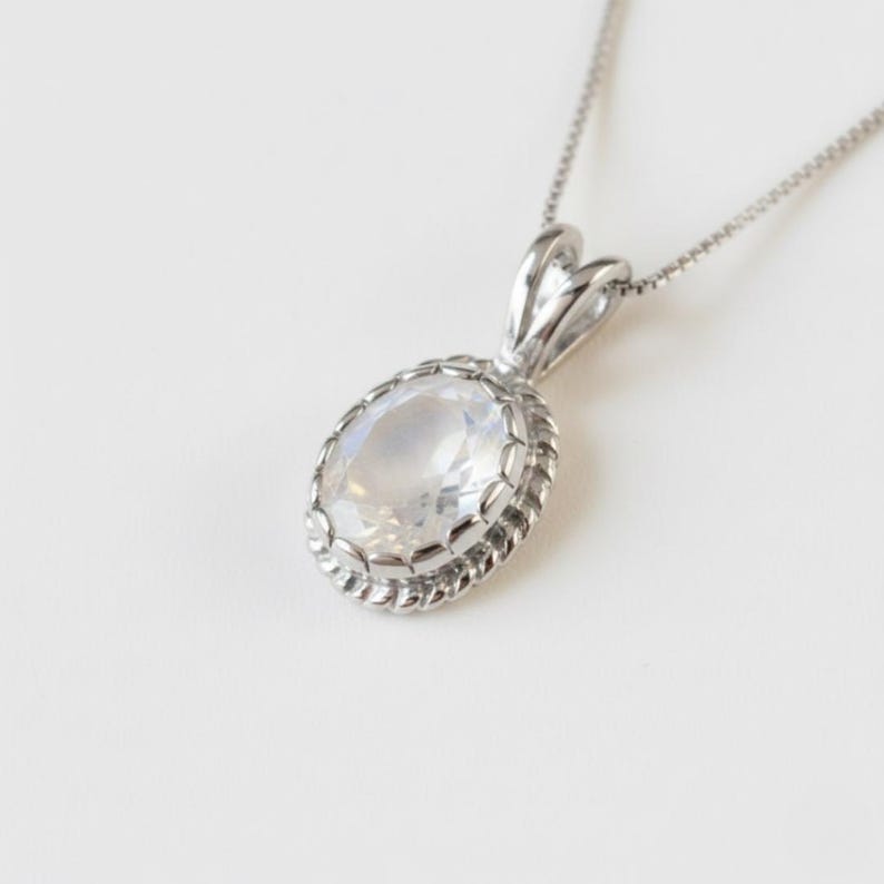 Rainbow Moonstone Pendant, Natural Moonstone Pendant, June Birthstone Necklace, Moonstone Vintage Pendant, Victorian Pendant, Adina Stone