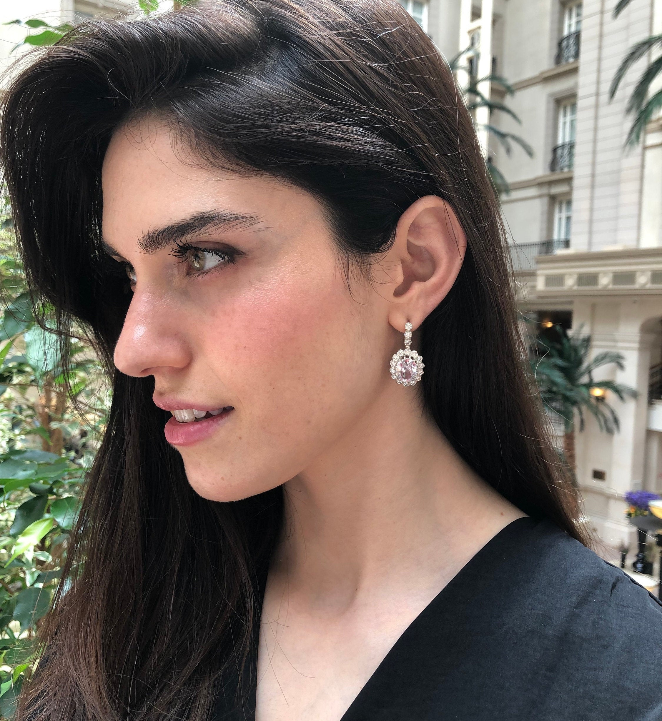 Victorian Earrings, Created Diamond, Long Diamond Earrings, Statement Earrings, Princess di Earrings, Royal Earrings, Solid Silver Earrings