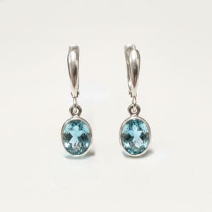 Aquamarijnoorbellen, aquamarijn gemaakt, lange oorbellen, blauwe vintage oorbellen, blauwe diamanten oorbellen, blauwe aqua-oorbellen, hangoorbellen
