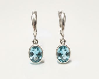Aquamarin Ohrringe, erstellt Aquamarin, Lange Ohrringe, Blaue Vintage Ohrringe, Blaue Diamant Ohrringe, Blaue Aqua Ohrringe, baumelnde Ohrringe