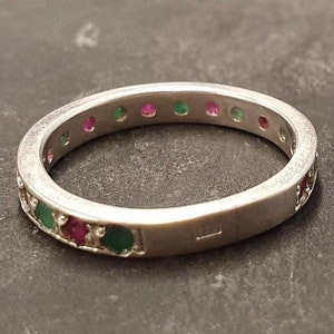 Eternity Ring, Ruby Band, Emerald Band, Birthstone Ring, Stackable Ring, Vintage Eternity Ring, Multistone Ring, Eternity Band, Silver Ring image 10