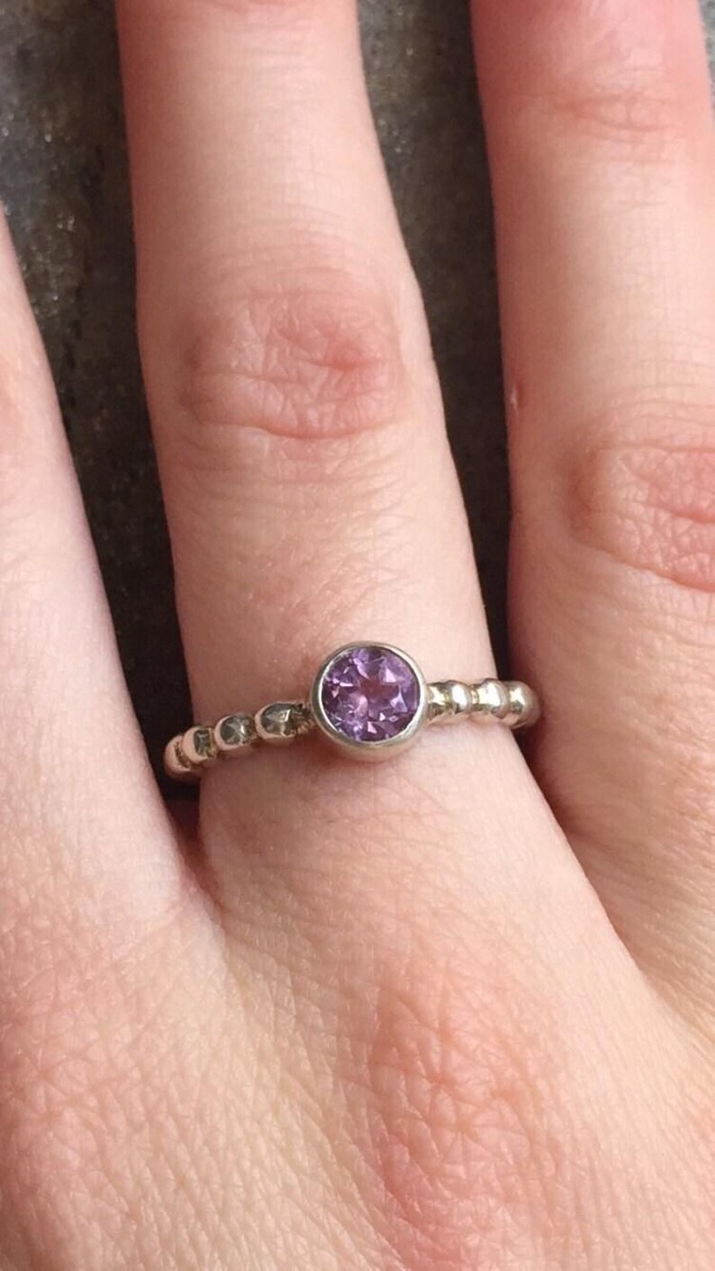 Dainty Amethyst Ring, Natural Amethyst, Natural Purple Amethyst Ring, February Birthstone Ring, Delicate Stack Ring, Purple Stone Ring