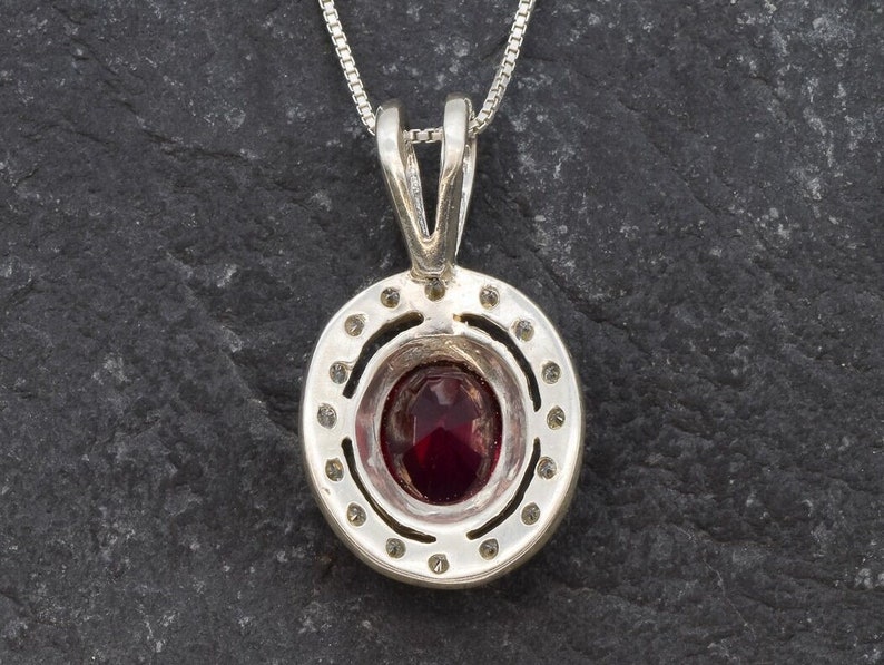 Ruby Pendant, Created Ruby, Antique Ruby Pendant, Vintage Ruby Pendant, Victorian Pendant, Red Diamond Pendant, Red Oval Pendant, 925 Silver image 10