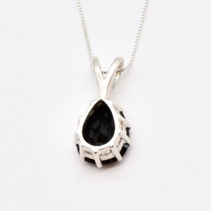 14K Rose Gold Black Onyx Teardrop Pendant With Diamond - 8x6mm Onyx, 0.105ct Natural Diamond