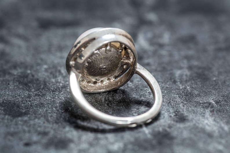White Pearl Ring, Natural Pearl Ring, Pearl Ring, Large Pearl Ring, Vintage Pearl Ring, June Birthstone, June Ring, Solid Silver Ring, Pearl image 10