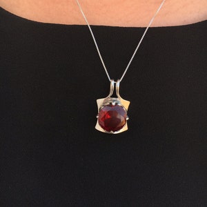 Ruby Pendant, Created Ruby Pendant, Statement Pendant, Red Ruby Pendant, Solid Silver Pendant, Red Pendant, Large Ruby Pendant, Created Ruby image 2