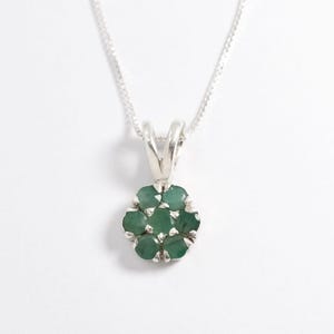 Emerald Pendant, Natural Pendant, Flower Pendant, May Birthstone, Genuine Emerald, Real Emerald Pendant, Pendant and Chain, Silver Pendant