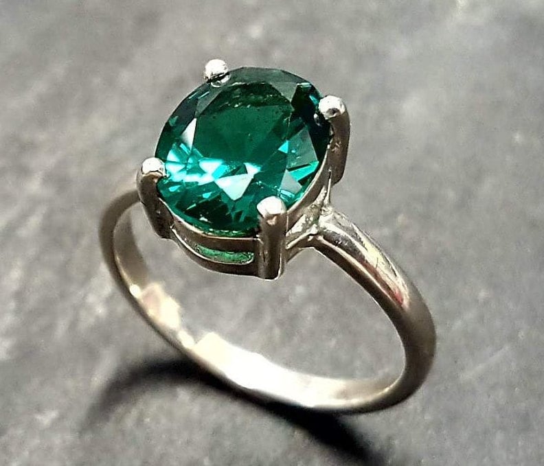 Emerald Vintage Ring Emerald Ring Created Emerald Promise - Etsy UK
