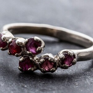 Natural Ruby Ring, Ruby Ring, Vintage Rings, July Birthstone, 6 Stone Ring, Solid Silver, July Ring, Red Ruby, Statement Ring, Real Ruby image 7