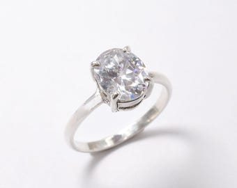Diamond Promise Ring, Created Diamond, Classic Oval Ring, Diamond Engagement Ring, Sparkly Solitaire Ring, April Birthstone, Adina Stone