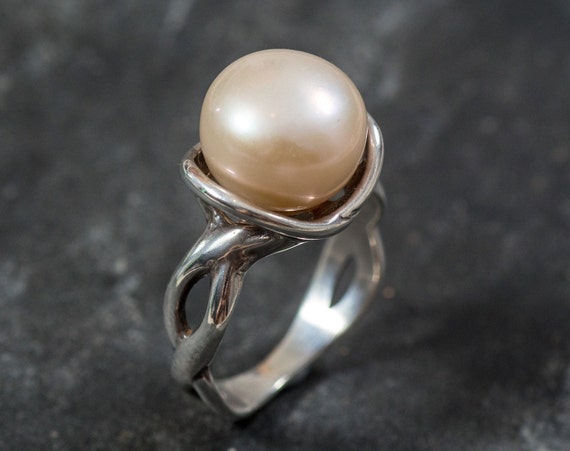 Natural Pearl Ring Delicate Stacking Statement Handmade 925 Sterling Silver  Boho | eBay