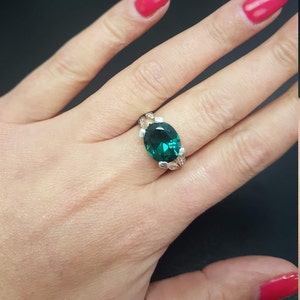 Emerald Ring, Vintage Emerald Ring, Emerald Green Ring, Created Emerald ...