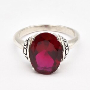 Red Ruby Ring, Created Ruby Ring, Red Tribal Ring, Large Ruby Ring, July Birthstone Ring, Ruby Statement Ring, Vintage Ring, Adina Stone image 2