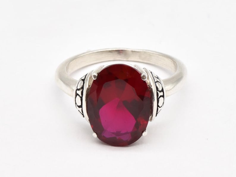 Red Ruby Ring, Created Ruby Ring, Red Tribal Ring, Large Ruby Ring, July Birthstone Ring, Ruby Statement Ring, Vintage Ring, Adina Stone image 2