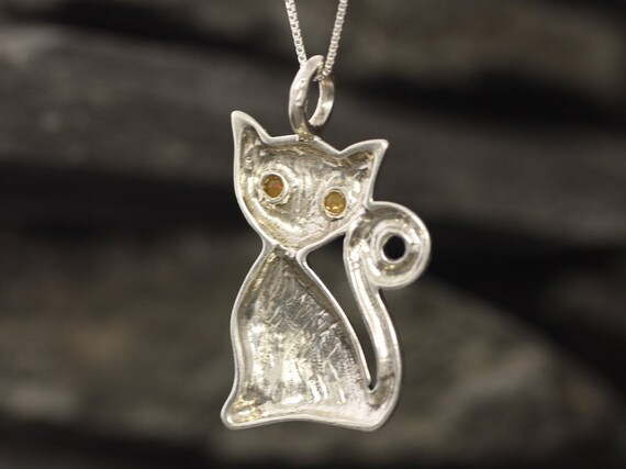 Collier Chat Argent 925 Avec Pierre De Lune - Pendentif Celtique, Chaîne 45,7+5 Cm - Cadeau Femme, Fille, Fan D’ésotérisme - 13