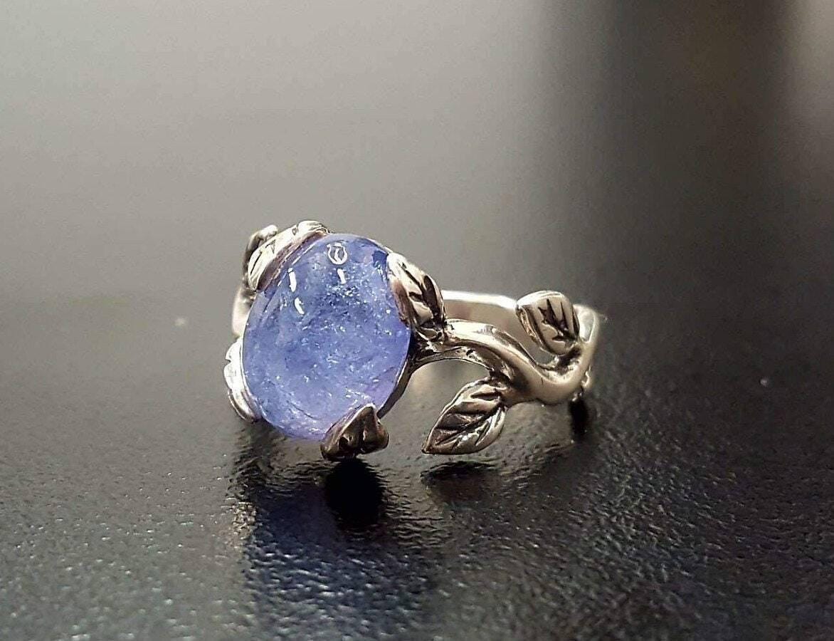 Silvershake Genuine Tanzanite Sterling Silver Leaf Ring – Size 10, Hypoallergenic, Gift Box Included - View #2
