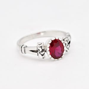 Vintage Ruby Ring, Red Ruby Ring, Created Ruby Ring, Tribal Ring, Ruby Solitaire Ring, Oval Ruby Ring, July Birthstone Ring, Adina Stone
