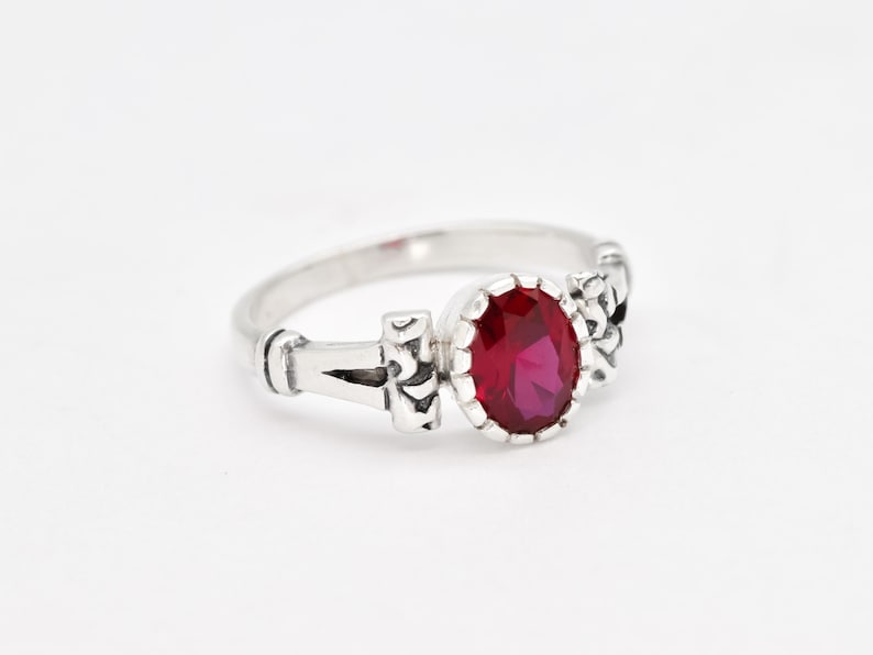 Vintage Ruby Ring, Red Ruby Ring, Created Ruby Ring, Tribal Ring, Ruby Solitaire Ring, Oval Ruby Ring, July Birthstone Ring, Adina Stone