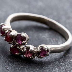 Natural Ruby Ring, Ruby Ring, Vintage Rings, July Birthstone, 6 Stone Ring, Solid Silver, July Ring, Red Ruby, Statement Ring, Real Ruby image 9