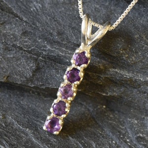 Amethyst Pendant, Natural Amethyst, February Birthstone, Minimalistic Pendant, Vintage Pendant, Layering Necklace, 925 Silver, Amethyst