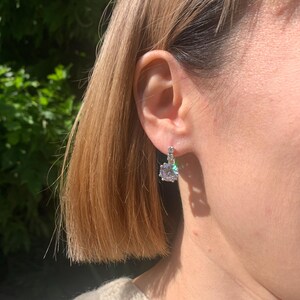 Vintage Earrings, Diamond Earrings, 2 carat Diamond, Created Diamond, Bridal Diamond Earrings, Bridal Earrings, CZ Diamonds, Solid Silver image 6