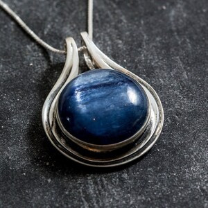 Kyanite Pendant, Natural Kyanite, Blue Kyanite Pendant, Round Pendant, African Kyanite, Large Stone Pendant, Solid Silver Pendant, Kyanite image 9