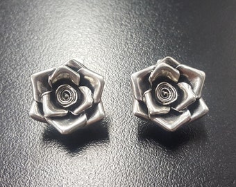 Rose Earrings, Silver Rose Earrings, Silver Earrings, Rose Flower Earrings, Silver Flower Earrings, Artistic Rose Earrings, Design Earrings
