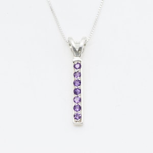 Amethyst Pendant, Natural Amethyst, Layering Necklace, Bar Pendant, Purple Pendant, February Birthstone, Minimalist Pendant, Solid Silver