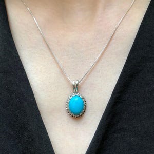 Colgante de turquesa, turquesa natural, colgante de diciembre, colgante victoriano, colgante vintage, La Bella Durmiente, colgante azul, colgante de plata imagen 9