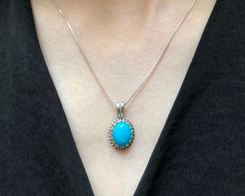 Colgante de turquesa, turquesa natural, colgante de diciembre, colgante victoriano, colgante vintage, La Bella Durmiente, colgante azul, colgante de plata imagen 9