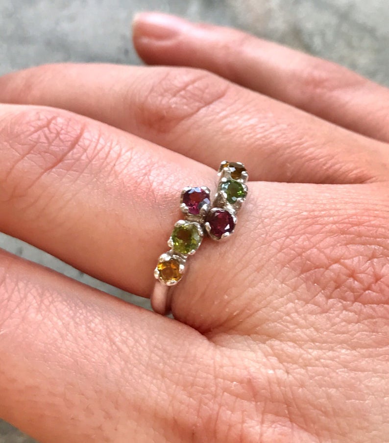 Tourmaline Ring, Healing Stones, October Birthstone, Vintage Rings, Mothers Birthstones, Natural Tourmaline, Solid Silver Ring, Tourmaline image 3