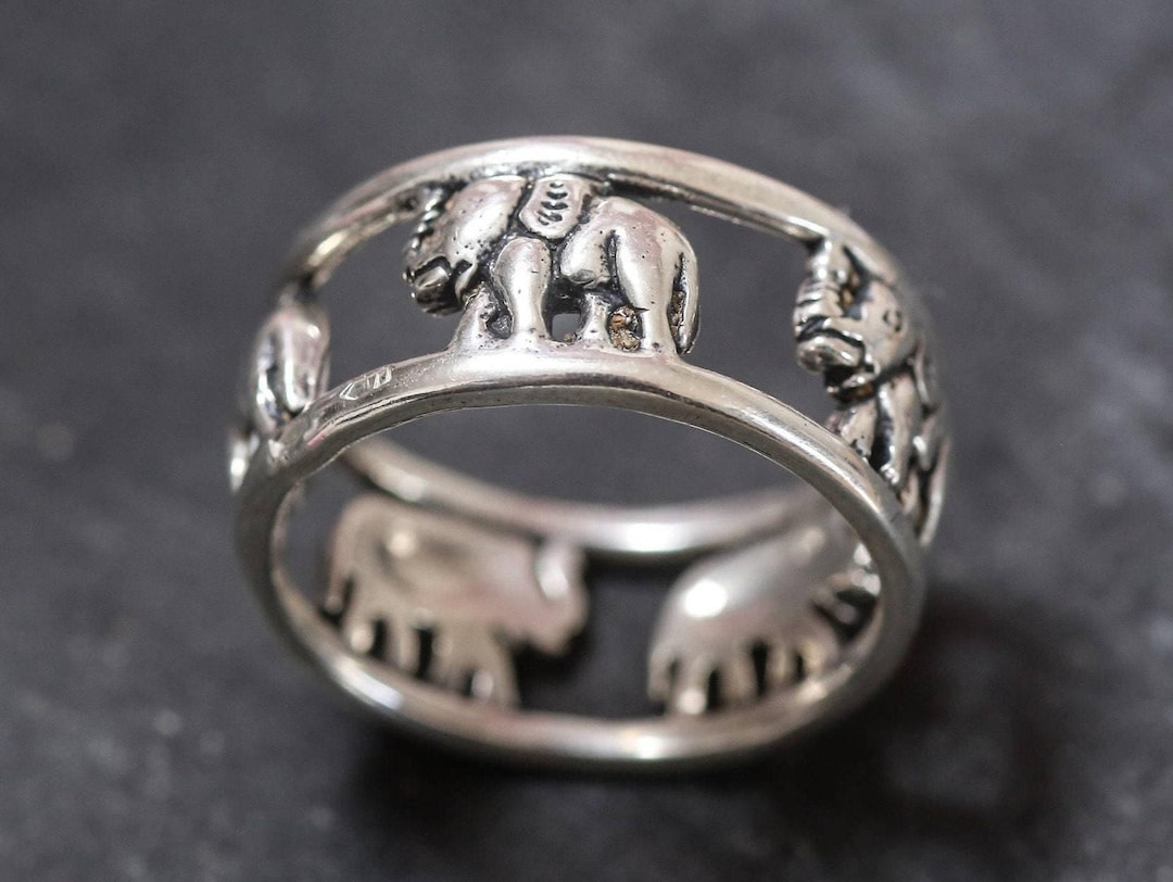 Elephant Ring, Solid Silver Ring, Sterling Silver Ring, Vintage Band ...