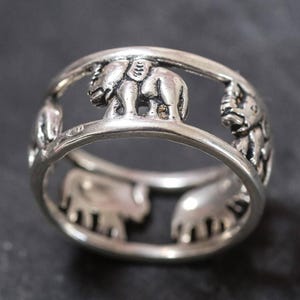Elephant Ring, Solid Silver Ring, Sterling Silver Ring, Vintage Band, Oriental Ring, Orient Ring, Elephants Ring, Silver Band, 925 Silver