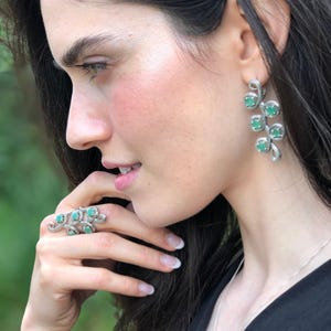 Leaf Ring, Emerald Ring, Vintage Rings, Antique Ring, Antique Emerald Ring, Vintage Emerald Ring, May Birthstone, Solid Silver Ring image 8