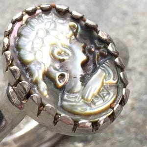 Kameenring, Römischer Ring, Ring aus massivem Silber, Sterlingsilberring, Renaissance-Ring, Römischer Schmuck, Passendes Set, Muschelring, Damenring Bild 3