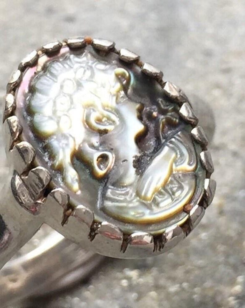 Kameenring, Römischer Ring, Ring aus massivem Silber, Sterlingsilberring, Renaissance-Ring, Römischer Schmuck, Passendes Set, Muschelring, Damenring Bild 3