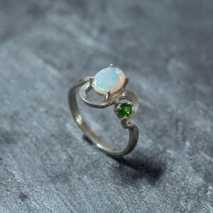 Opal Ring, Natural Opal Ring, Real Opal Ring, Unique Ring, Vintage Ring, October Birthstone, Asymmetric Ring, Fire Opal, Solid Silver Ring image 8