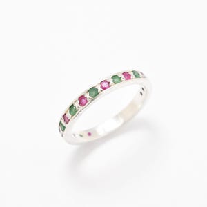 Eternity Ring, Ruby Band, Emerald Band, Birthstone Ring, Stackable Ring, Vintage Eternity Ring, Multistone Ring, Eternity Band, Silver Ring
