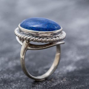 Large Lapis Ring, Lapis Lazuli Ring, Natural Lapis Lazuli, Blue Ring, Victorian Ring, Solid Silver Ring, December Birthstone, Lapis Lazuli image 3