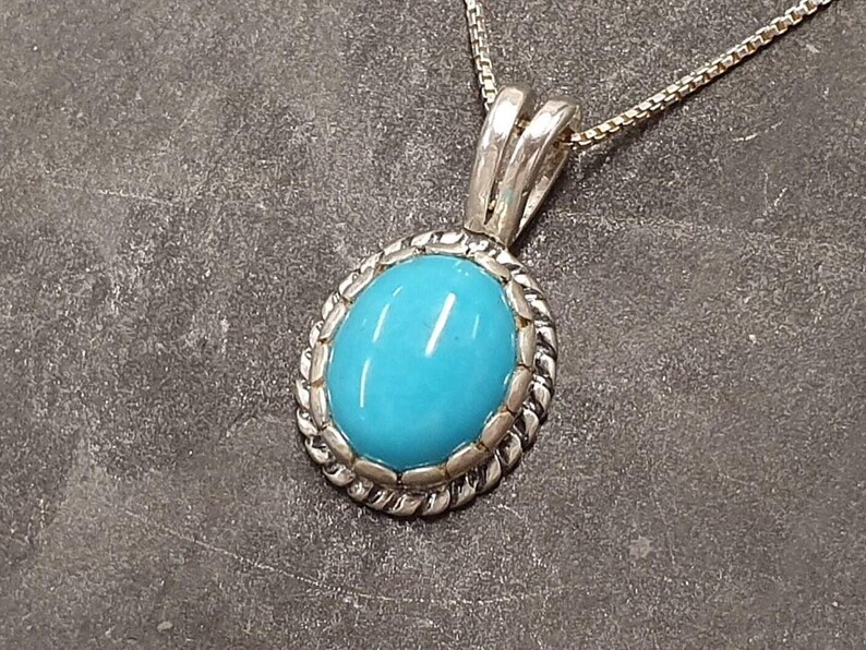 Colgante de turquesa, turquesa natural, colgante de diciembre, colgante victoriano, colgante vintage, La Bella Durmiente, colgante azul, colgante de plata imagen 3