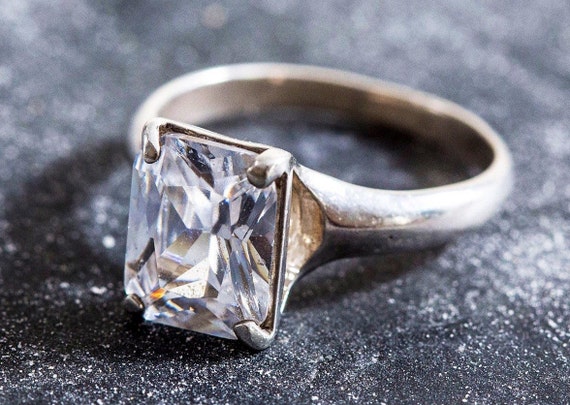 Diamond Ring Created Diamond Rectangle Ring Square Vintage Ring
