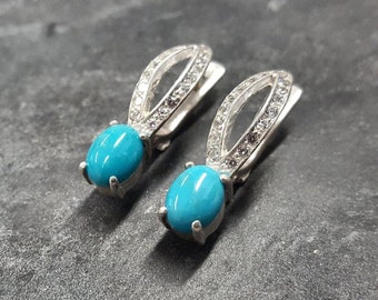 Pendientes de turquesa, turquesa natural, turquesa vintage, turquesa de Arizona, pendientes de turquesa vintage, pendientes antiguos, plata pura
