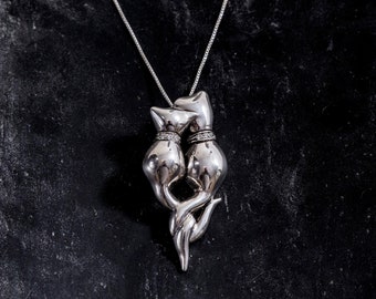 Cat Pendant, Solid Silver Pendant, Pure Silver, Artistic Pendant, Vintage Pendants, Cats Lovers Pendant, Statement Pendant, Silver Pendant
