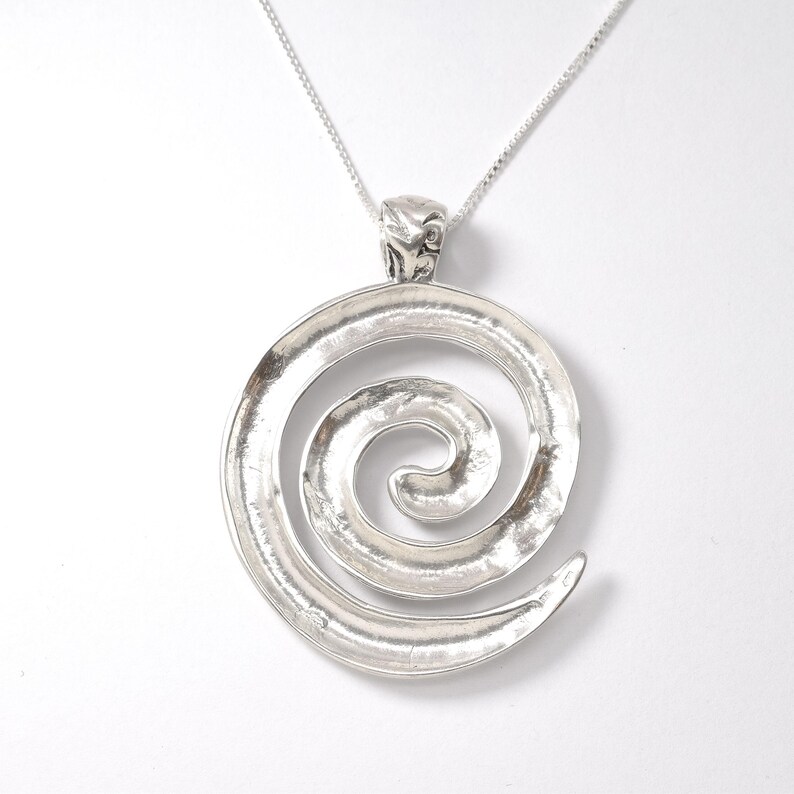 Swirl Pendant, Spiral Pendant, Solid Silver Pendant, Artistic Pendant, Statement Pendant, Round Pendant, Large Pendant, Twirl Pendant image 8