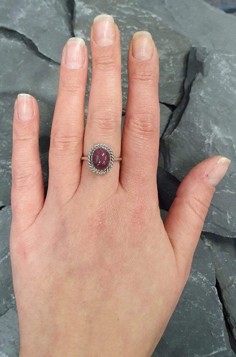 Rubin Ring, natürlicher Rubin Ring, Roter Rubin Ring, Juli Geburtsstein, Vintage Ringe, Echter Rubin Ring, Juli Ring, Massiver Silber Ring, Roter Ring, Rubin Bild 7