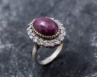 Anillo de rubí victoriano, anillo de rubí, rubí natural, piedra de nacimiento de julio, anillo único, anillo de plata maciza, anillo llamativo, anillo de julio, anillo rojo, rubí