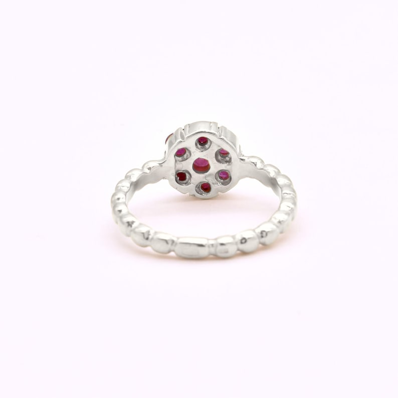 Ruby Ring, Natural Ruby Ring, Ruby Flower Ring, Promise Ring, July Birthstone, Vintage Ring, Solid Silver Ring, Silver Flower Ring, Red Ring image 7