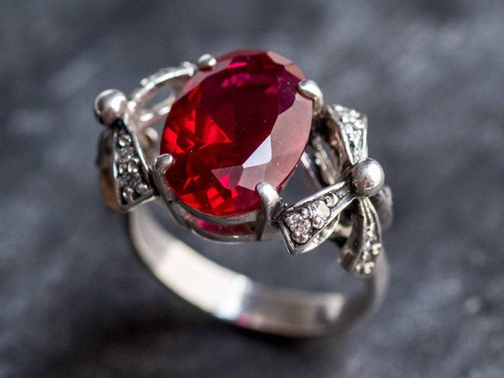 Red ruby silver best sale ring
